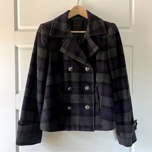 The Limited short plaid pea coat